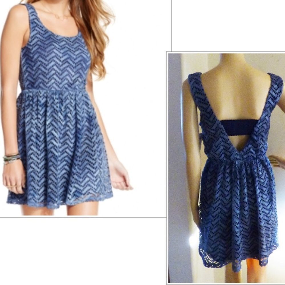 Trixxi Juniors' Eyelet Mesh Skater Dress, Size M,